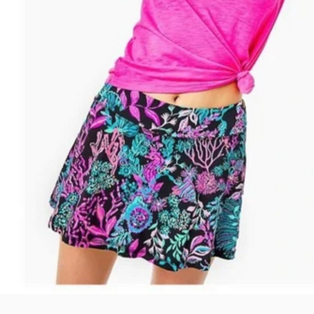 Lilly Pulitzer Luxletic Aila Skort Onyx Twilight Coral Color Size Medium NWT